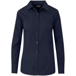 Ladies Long Sleeve Empire Shirt Navy Front